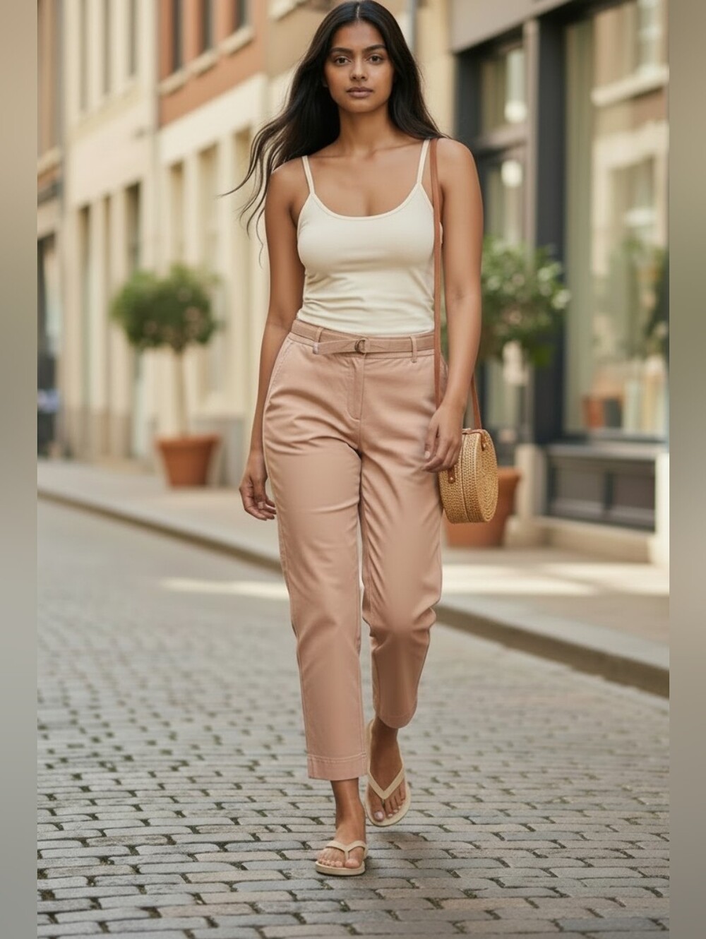 Lafayette 148 New York Sateen Pants Straight Leg High Rise Size Medium Beige